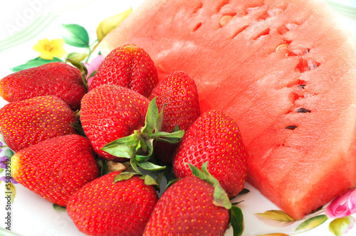Photo: Watermelon and strawberry Watermelon and strawberry