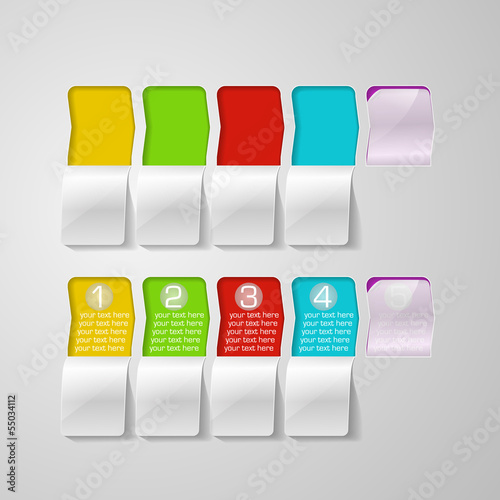 Vector: set of color labels with infographics set of color labels with infographics