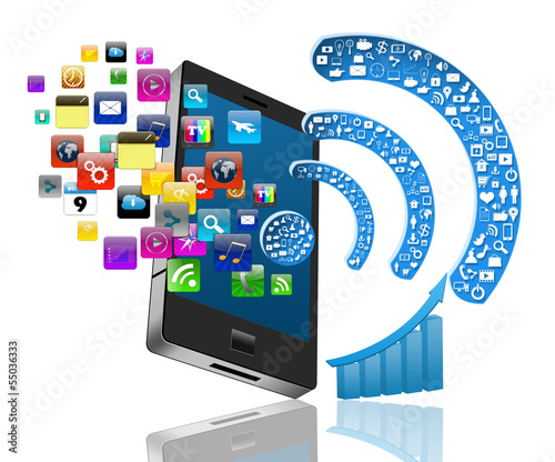 Illustration: Social media with smartphone colorful application icon,isolated Social media with smartphone colorful application icon,isolated