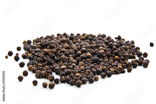 Photo: Black pepper isolated on the white background Black pepper isolated on the white background