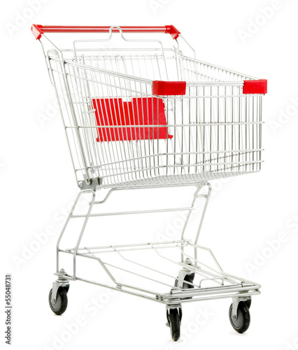 Photo: Shopping cart, isolated on white Shopping cart, isolated on white