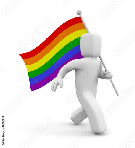 Illustration: Person with Rainbow Gay Pride Flag Person with Rainbow Gay Pride Flag