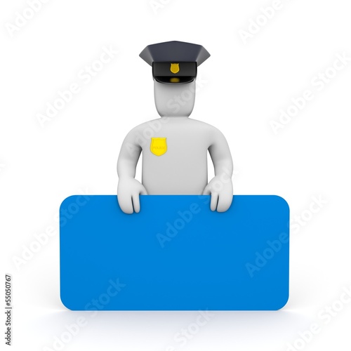Illustration: Policeman with billboard. Add you text Policeman with billboard. Add you text