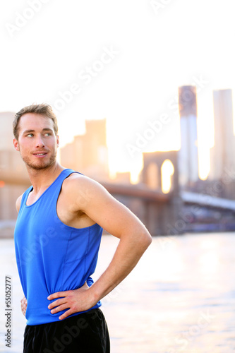 Photo: Sport athlete looking resting in New York City Sport athlete looking resting in New York City