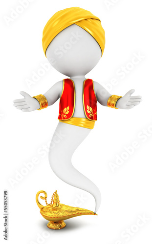 Photo: 3d white people genie of the lamp 3d white people genie of the lamp