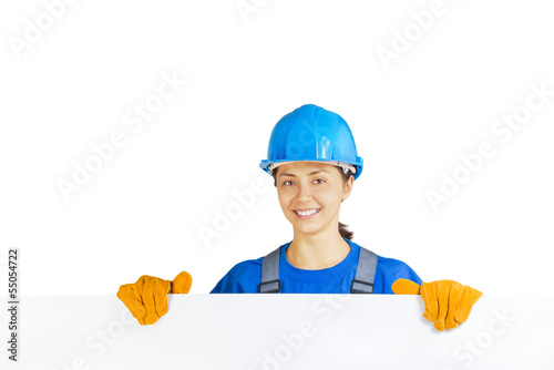 Photo: worker with blank board worker with blank board