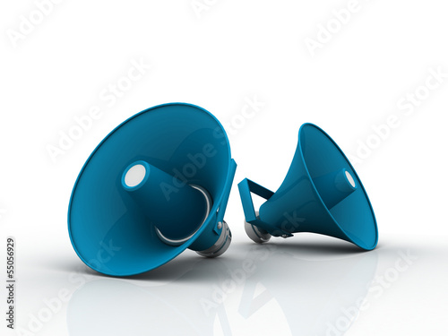 Illustration: two horn loudspeakers in facing outwards two horn loudspeakers in facing outwards