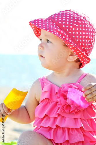 Photo: cute baby on beach cute baby on beach