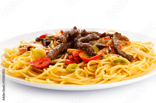 Photo: Pasta with meat and vegetables Pasta with meat and vegetables