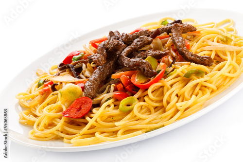 Photo: Pasta with meat and vegetables Pasta with meat and vegetables