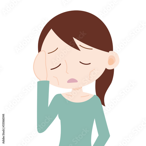 Illustration: 女性 上半身 やつれる 女性 上半身 やつれる