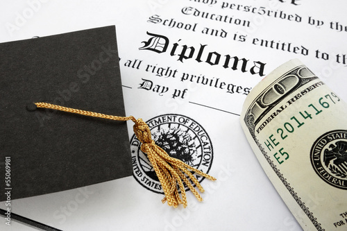 Photo: diploma and cash diploma and cash