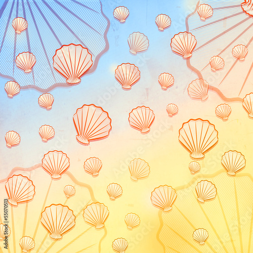 Illustration: summer background with shells summer background with shells