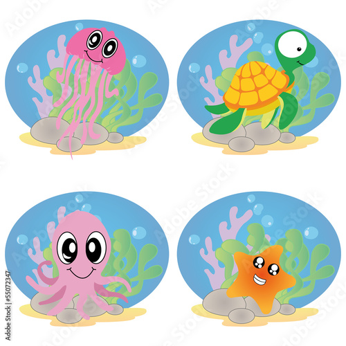 Vector: water animals water animals
