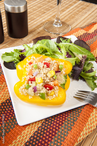 Photo: Yellow Pepper Stuffed with Quinoa and Vegetables Yellow Pepper Stuffed with Quinoa and Vegetables