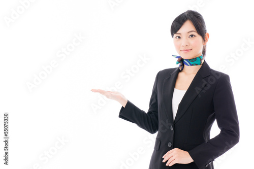Photo: asian businesswoman showing on white background asian businesswoman showing on white background