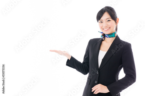 Photo: asian businesswoman showing on white background asian businesswoman showing on white background