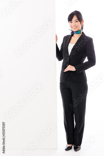 Photo: asian businesswoman with blank whiteboard asian businesswoman with blank whiteboard