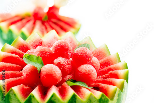 Photo: Watermelon. Fruit Salad. Fresh and Ripe Watermelon Balls Watermelon. Fruit Salad. Fresh and Ripe Watermelon Balls