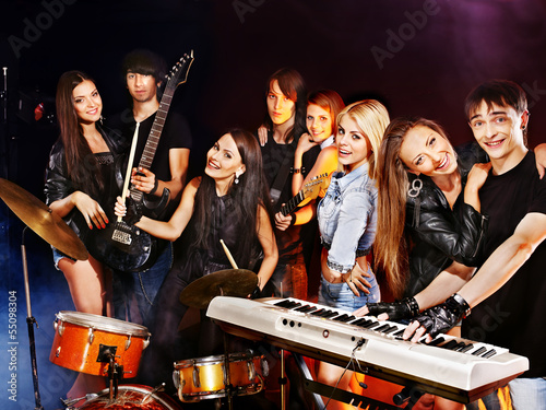 Photo: Band playing musical instrument. Band playing musical instrument.