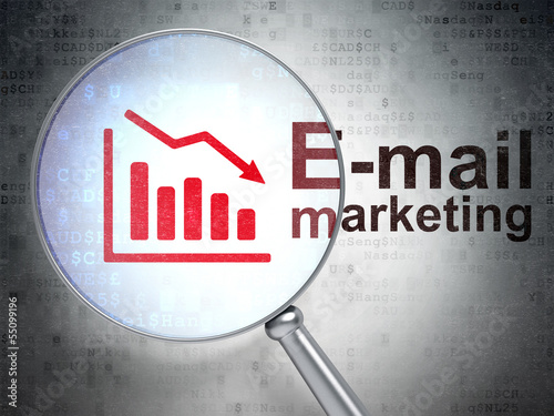 Illustration: Advertising concept: Decline Graph and E-mail Marketing with opt Advertising concept: Decline Graph and E-mail Marketing with opt