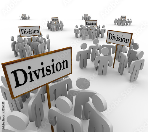 Illustration: Division Signs Teams People Workers Divided Departments Division Signs Teams People Workers Divided Departments