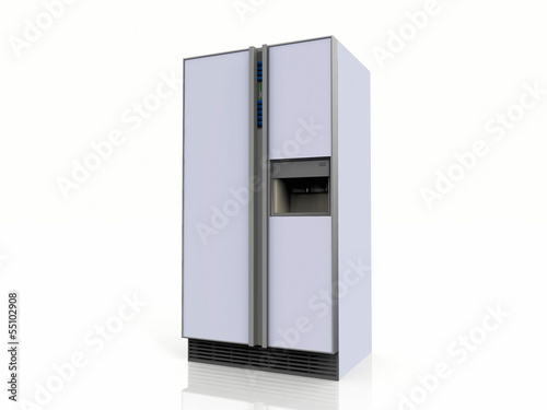 Illustration: American fridge on white background American fridge on white background