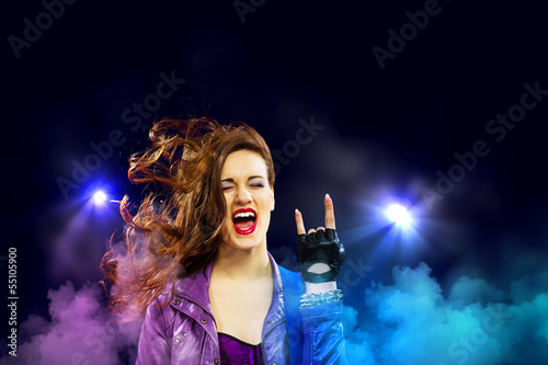 Photo: Rock passionate girl with black wings Rock passionate girl with black wings