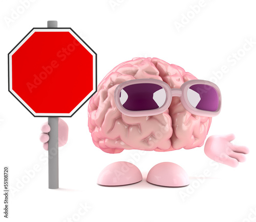 Illustration: Brain has a blank road sign Brain has a blank road sign