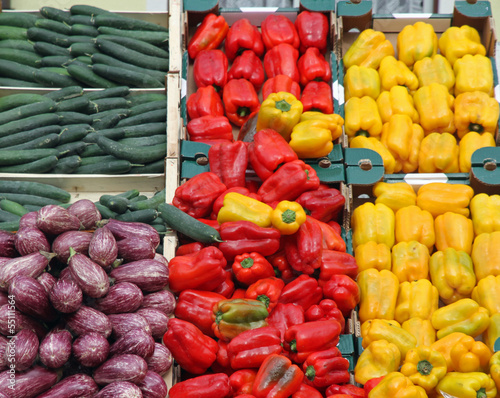 Photo: boxes full of fresh fruits and vegetables at market 2 boxes full of fresh fruits and vegetables at market 2