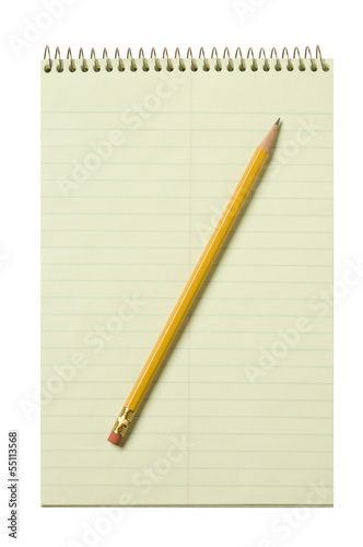 Photo: Stenographer's pad with a yellow pencil Stenographer's pad with a yellow pencil
