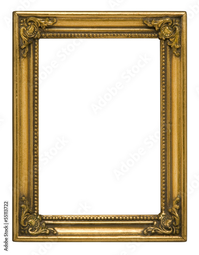Photo: Antique gold vertical picture frame against white Antique gold vertical picture frame against white