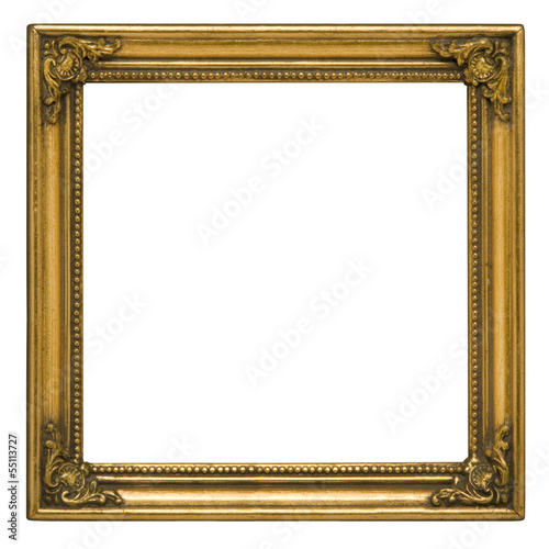 Photo: Antique gold square picture frame against white Antique gold square picture frame against white