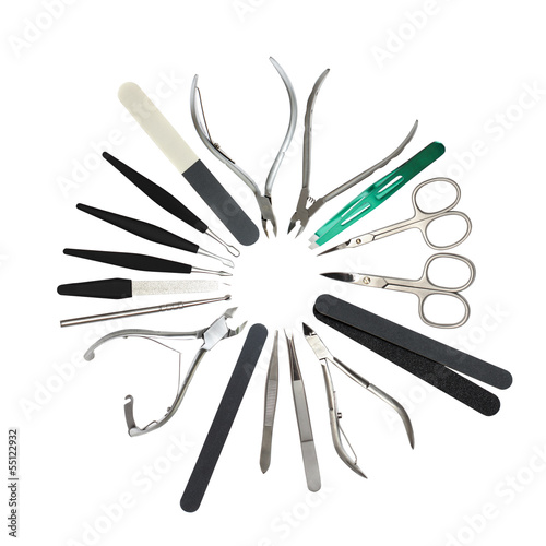 Photo: Manicure and pedicure tools on white Manicure and pedicure tools on white