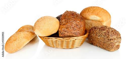 Photo: Variety of bread isolated on white Variety of bread isolated on white