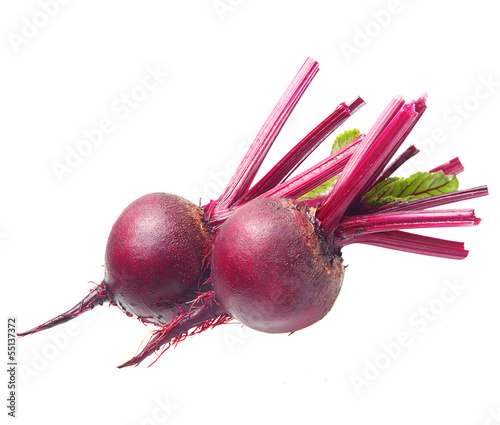 Photo: Beetroot with leaves isolated on white Beetroot with leaves isolated on white