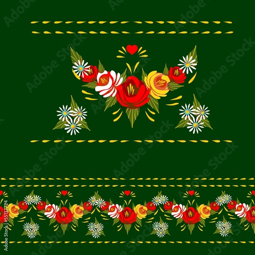 Vector: Folk Art.Seamless traditional floral border . Folk Art.Seamless traditional floral border .