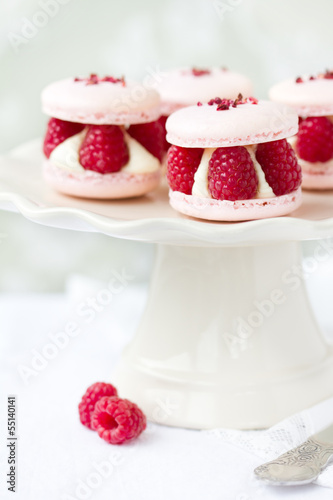 Photo: Raspberry macarons Raspberry macarons