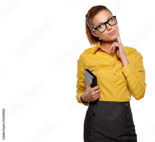 Photo: Portrait of a gorgeous stylish happy young student woman. Portrait of a gorgeous stylish happy young student woman.