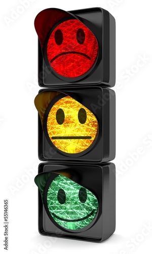 Illustration: traurig, neutral, freudig, traurig, neutral, freudig,