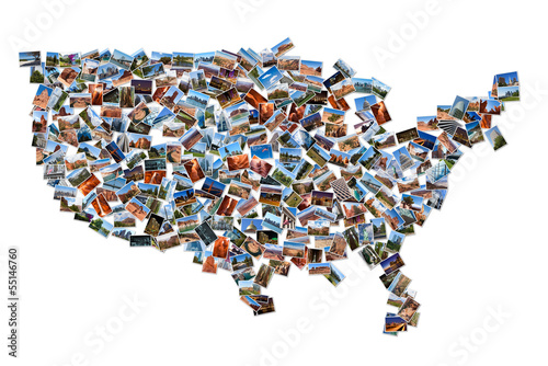 Photo: USA map shape drawn with pictures USA map shape drawn with pictures