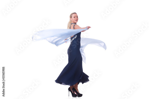 Photo: Woman dancing on the white Woman dancing on the white