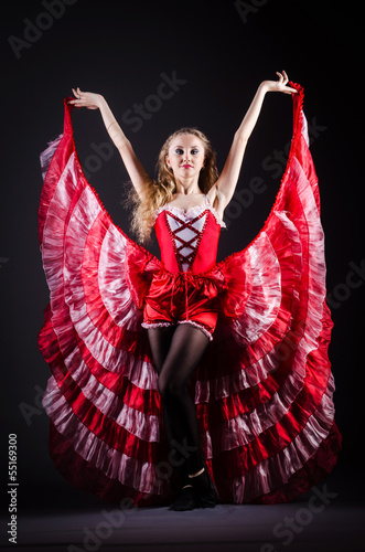 Photo: Girl in red dress dancing dance Girl in red dress dancing dance