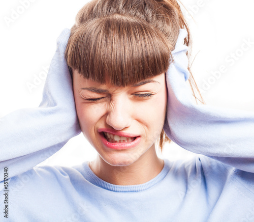Photo: girl in a noisy place on a white background girl in a noisy place on a white background