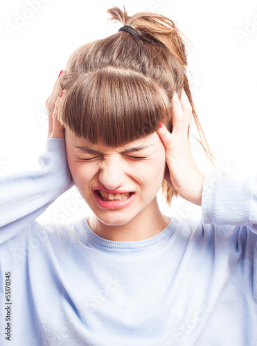 Photo: girl in a noisy place on a white background girl in a noisy place on a white background