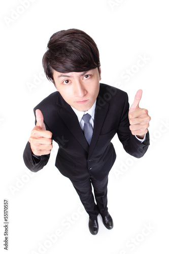 Photo: business man show thumb up in full length business man show thumb up in full length