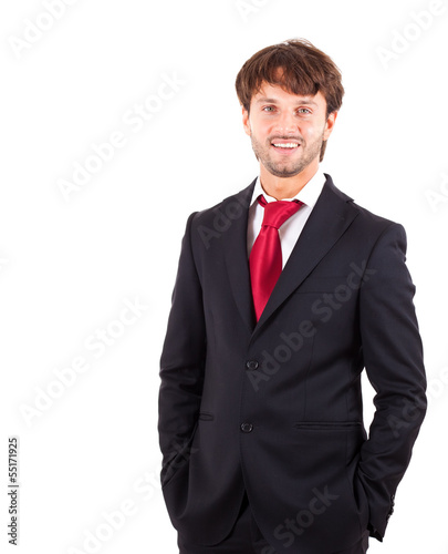 Photo: Handsome young businessman portrait isolated on white Handsome young businessman portrait isolated on white