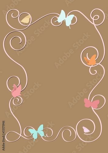 Vector: curly frame with butterfly curly frame with butterfly