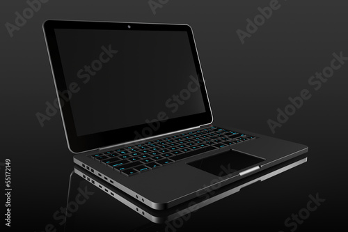 Illustration: Opened Modern laptop Opened Modern laptop