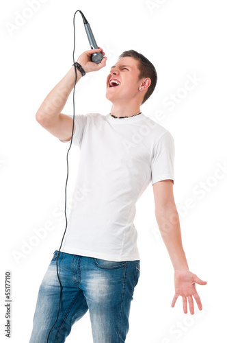 Photo: Young man with microphone Young man with microphone